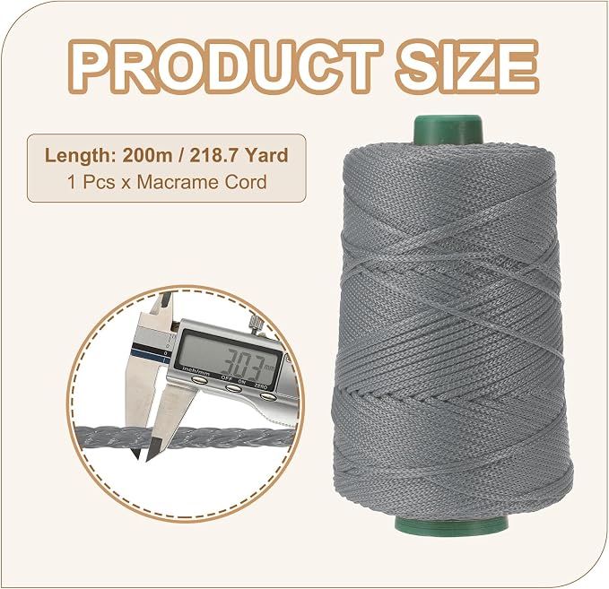 YELARXI Polyester Macrame Cord, 3mm x 219 Yards Polypropylene Macrame Cords - Image 2
