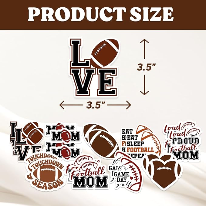 Football Mom Themed Stickers Pack 18Pcs Vinyl Decals - Image 2