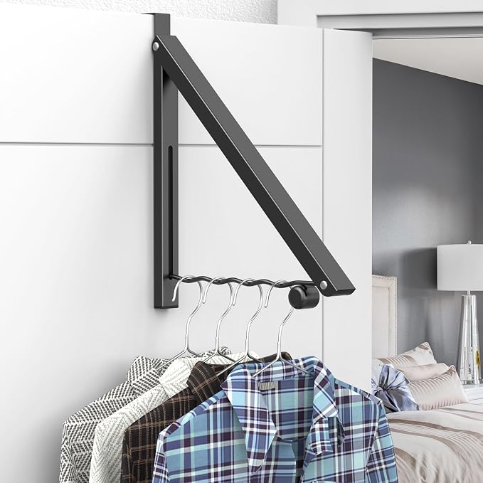Clothes Drying Rack for Laundry Room Organization, Foldable Over The Door - Image 6