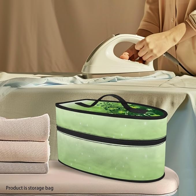 Green Lucky Leaves Design Iron Storage Case Protective Carrying Bag - Image 2