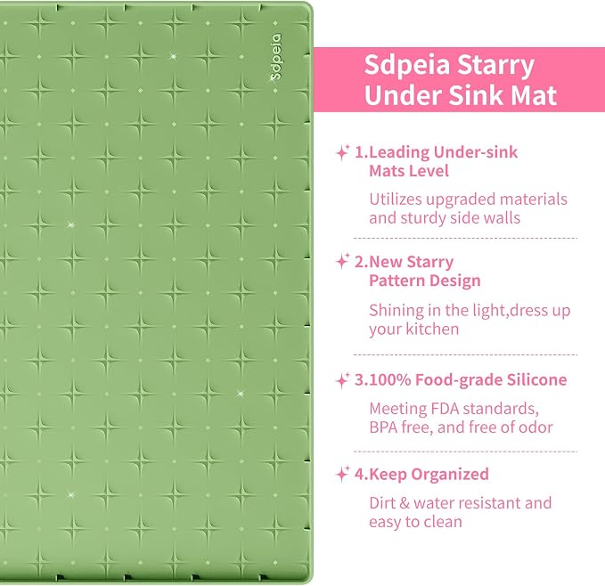 Sdpeia Under Sink Mat 22"×19" Waterproof Silicone Cabinet Liner & Sink Protector - Image 3