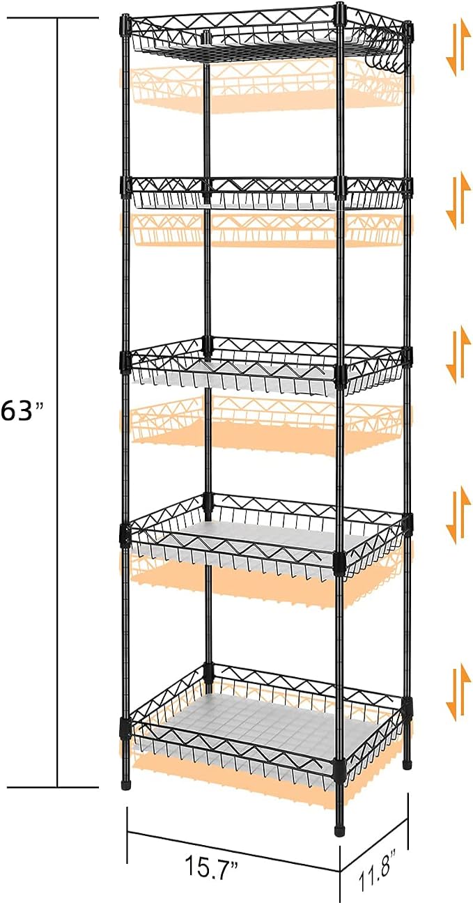 Storage Shelves, 5-Tier Wire Shelving Unit - Image 3