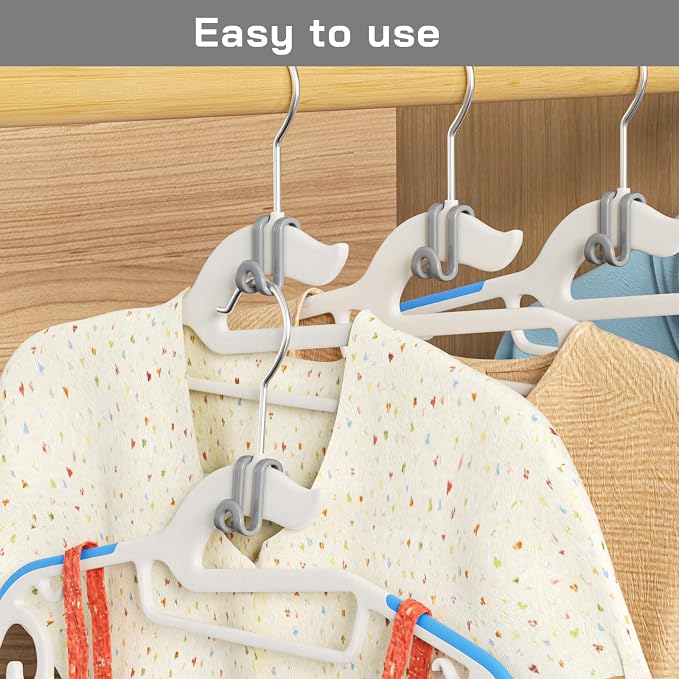 Tinfol 100pc Gray Hanger Connector Hooks, Space Saving Hooks - Image 4