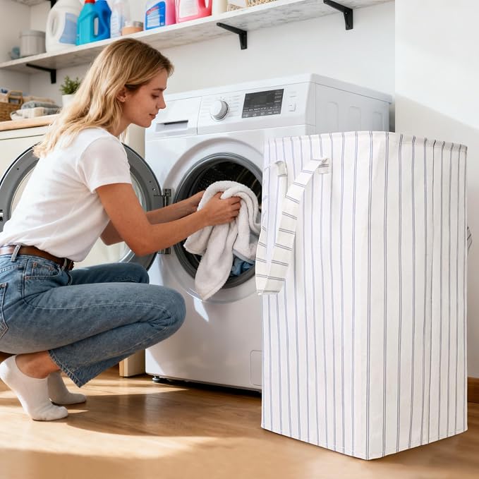 Laundry Hamper Collapsible Laundry Baskets, Freestanding Waterproof Clothes - Image 2