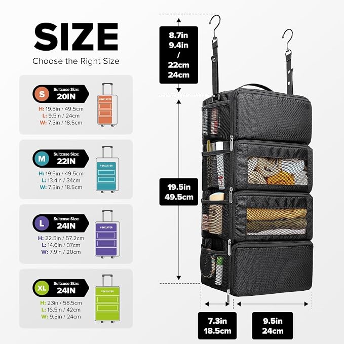 Suitcase Organizer, Travel Luggage Organizer Hanging Shelves Packing Cube - Image 2
