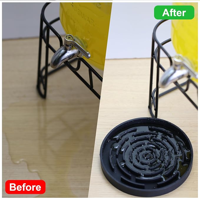 Drip Tray for Drink Dispenser, 4 Pack Black Silicone Drip Mat for Most Drink - Image 3