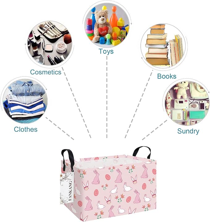 FANKANG Storage Bins, Nursery Hamper Canvas Laundry Basket Foldable - Image 8