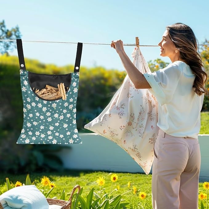 Clothes Pin Hanging Bag with Large Opening, Lightweight Hanging Laundry Bag - Image 2