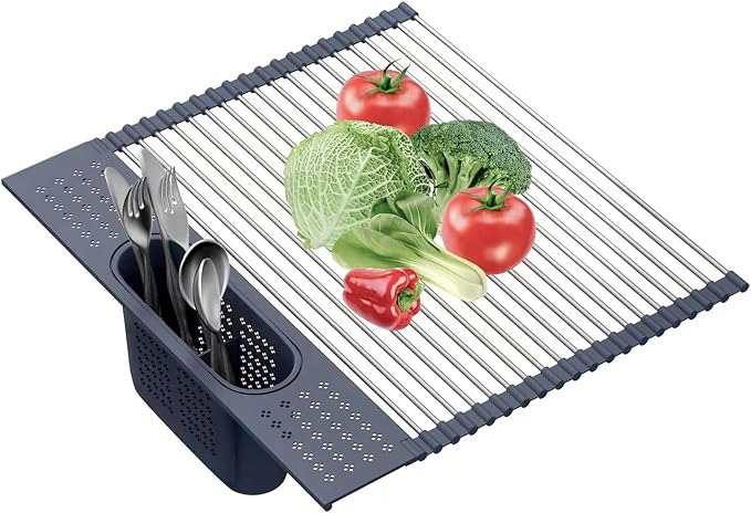 LEMIKKLE 17" x 15" Roll Up Dish Drying Rack Over The Sink Dish Drying Rack by LemikkleDirect