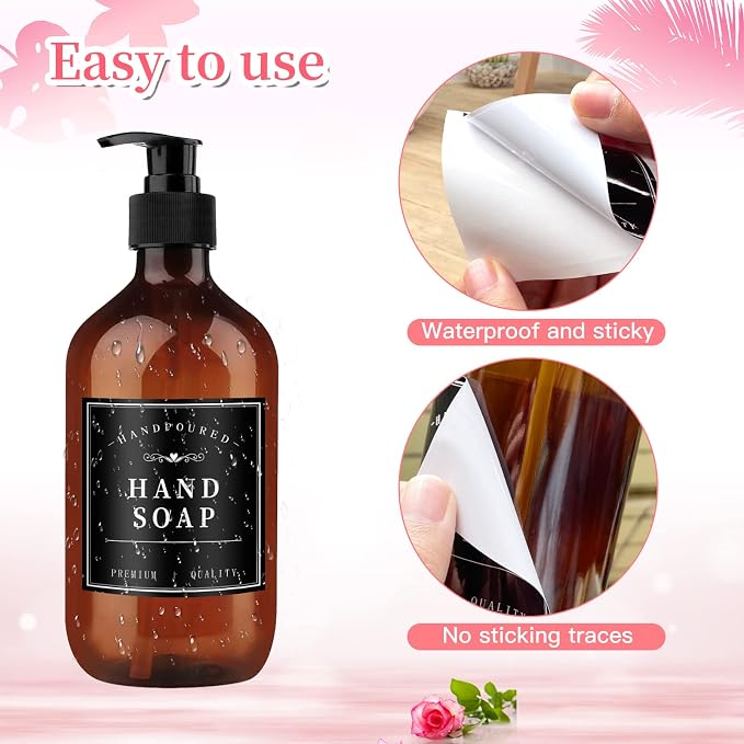 Waterproof Soap Labels for Bottles, Mouthwash Dispenser Label for Bathroom - Image 3