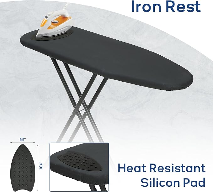 Ironing Board 43x13 with Iron Rest, RAINHOL Compact Iron Board Full Size with - Image 5