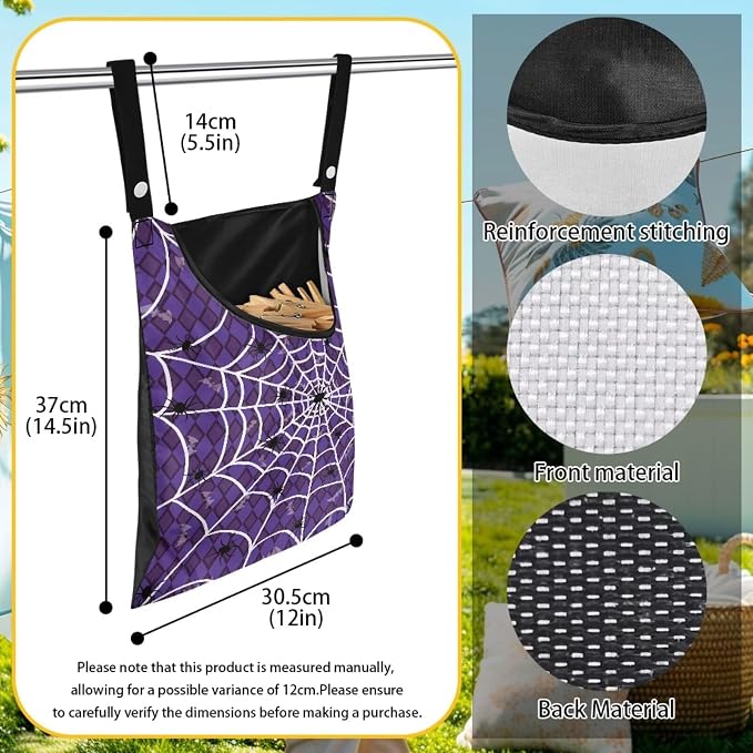 Purple Cobweb Pin Collector Bag Reusable Clothespin Storage Organizer Wall - Image 6