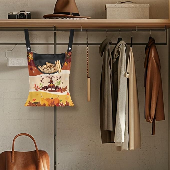 Thanksgiving Turkey Clothesline Peg Organizer Storage Bags Dust-Proof Clothes - Image 4