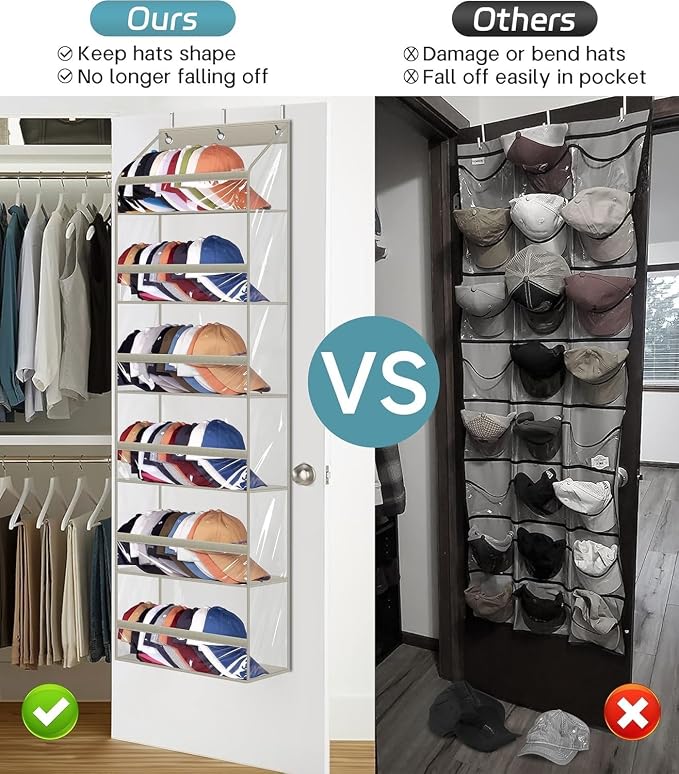 AOODA Clear Over the Door Hat Racks - Image 2