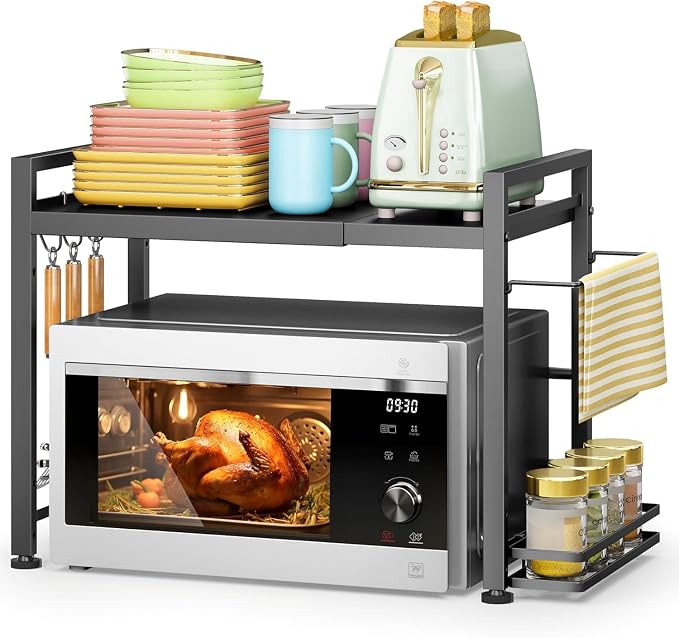 DOLALIKE Microwave Oven Rack, Expandable Microwave Stand Countertop Kitchen by DOLALIKE
