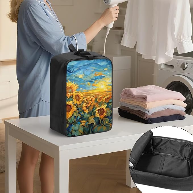 Sunflower Oil Painting Travel Steam Iron Storage Bag - Image 3