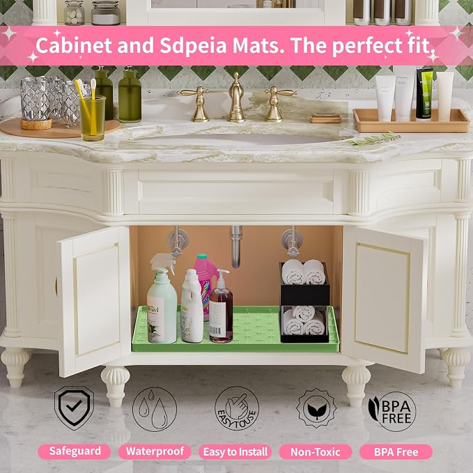 Sdpeia Under Sink Mat 22"×19" Waterproof Silicone Cabinet Liner & Sink Protector - Image 4