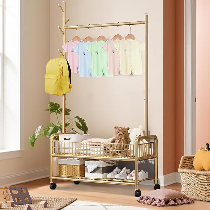 Clothes Rack with Storage Shelves, Heavy - Image 6