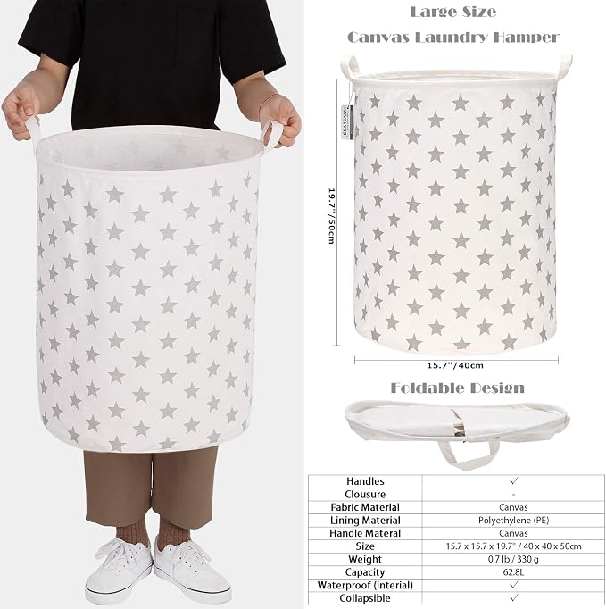 Sea Team 19.7 Inches Large Sized Waterproof Coating Ramie Cotton Fabric Folding - Image 5