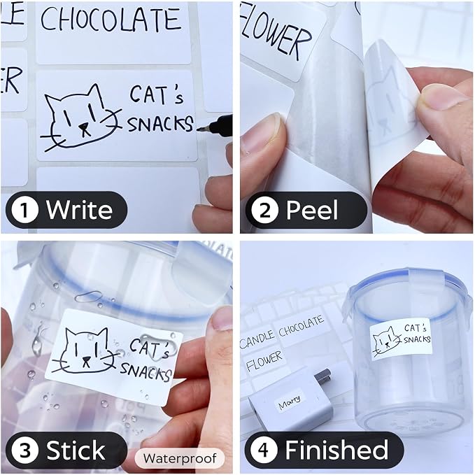170Pcs White Removable Labels for Jars, for Storage Bins, for Food Containers - Image 2