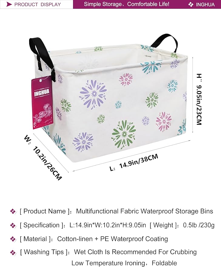 Rectangular Storage Basket Fabric Organizer Bin - Image 2
