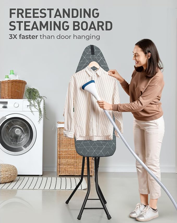 LyriFine Ironing Board, 2-in-1 Flat and Hanging Board, Sturdy Steel Frame Iron - Image 4