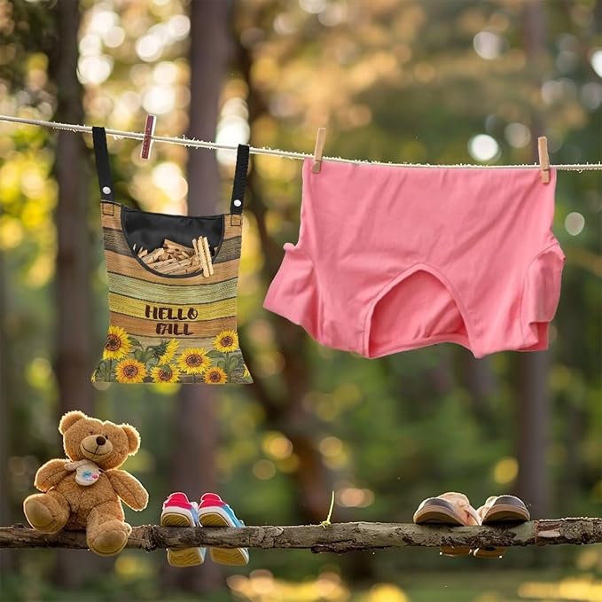 Hello Fall Sunflower Hanging Clothes Pin Bag - Image 3