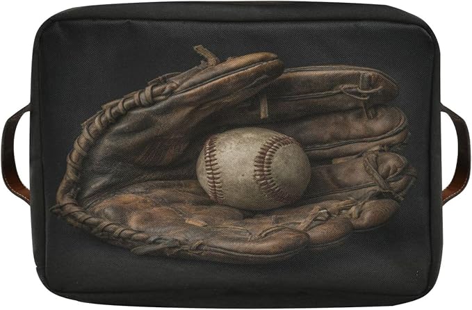 Baseball Glove Dark Pattern Rectangular Storage Bin Basket - Image 8