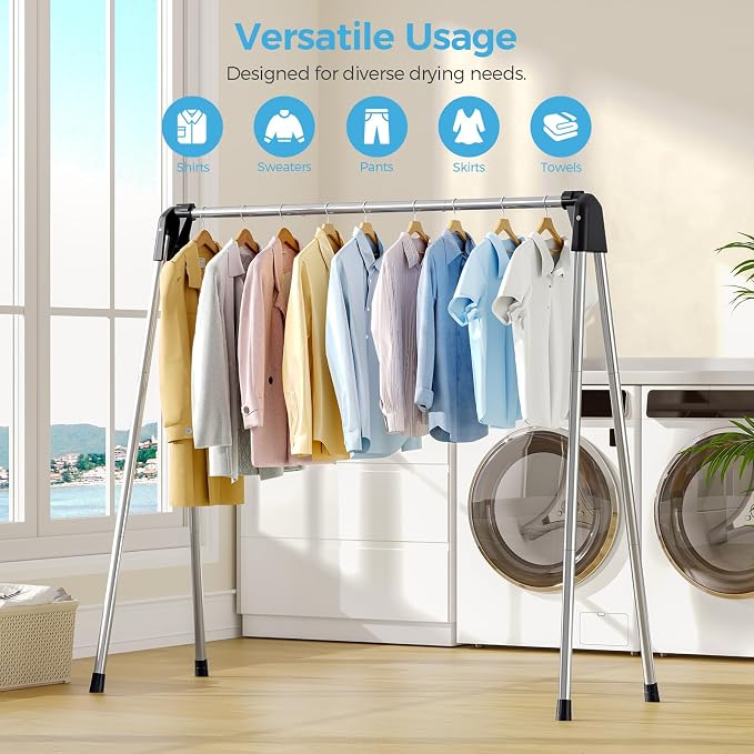 APEXCHASER Clothes Drying Rack Foldable, Stainless Steel Laundry Drying Rack - Image 6