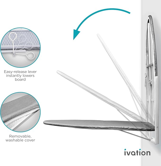 Ivation Wall-Mounted Ironing Board | Foldable 36.2” x 12.2” Ironing Station - Image 3