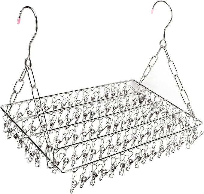 Laundry Drying Rack Stainless Steel Multifunctional Hanging Silver Clothes - Image 2