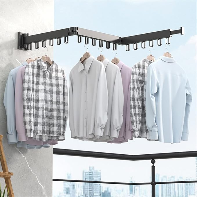 Drying Rack Foldable Clothes Drying Rack Wall-Mounted Retractable Clothes - Image 4