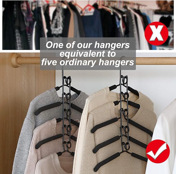 Clothes Hangers Space Saving: 4 Pack 5 in 1 Multi Layer Metal Hanger Racks - Image 5