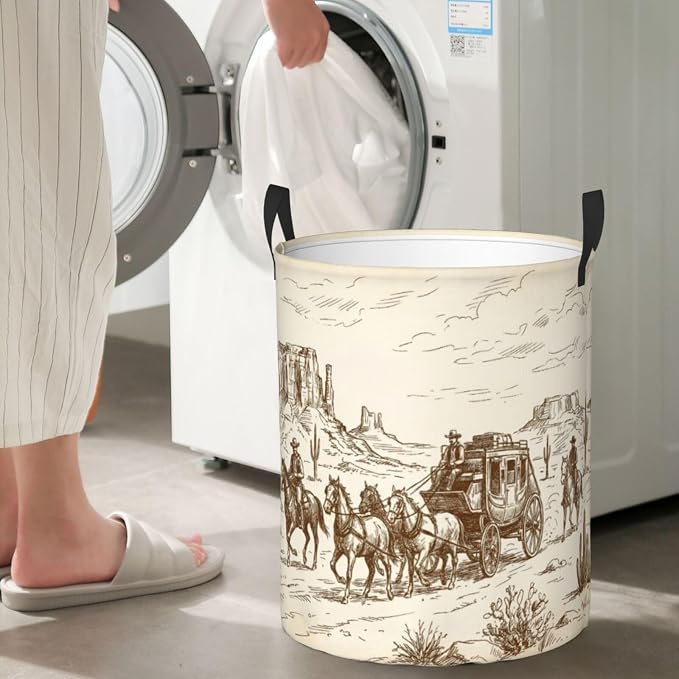 Western Desert Cowboy Laundry Hamper Bag - Image 6