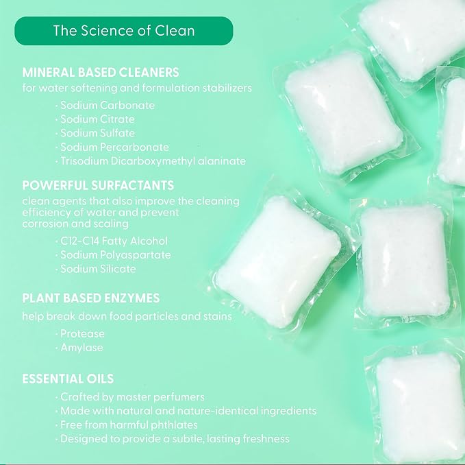 Natural Dishwasher Pods | Plant Based Enzymes Dishwasher Detergent, Free & Clear - Image 4