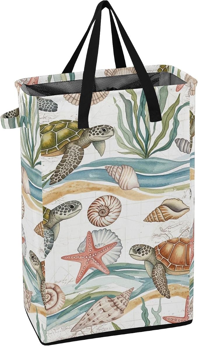 Sea Turtles Vintage Freestanding Laundry Basket by ODAWA