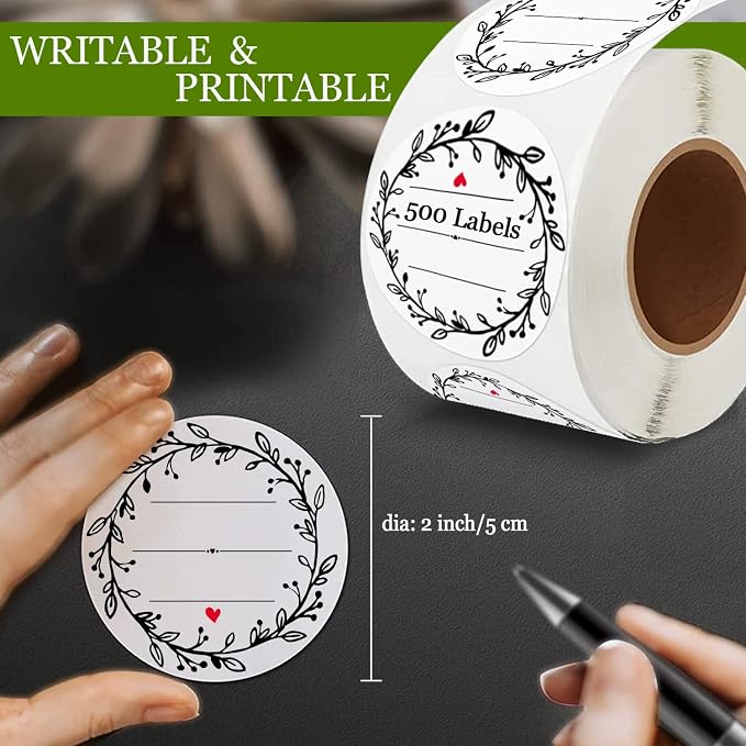 500 Pcs Jar Label Stickers Wreath Design Self-Adhesive Jar Labels - Image 3