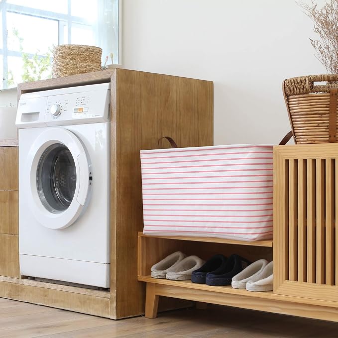 Hinwo 2-Pack Extra Large Canvas Fabric Storage Baskets - Image 2