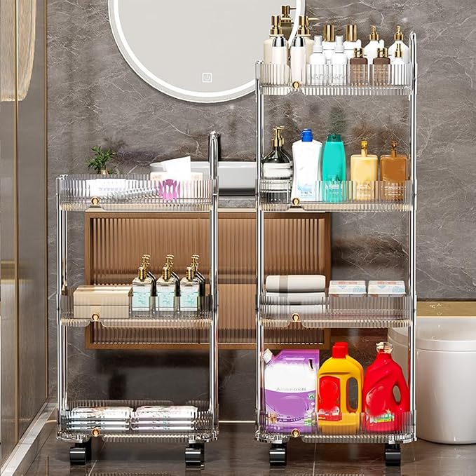 2/3/4 Tier Storage Trolley, Mobile Slim Rolling Utility Cart - Image 6