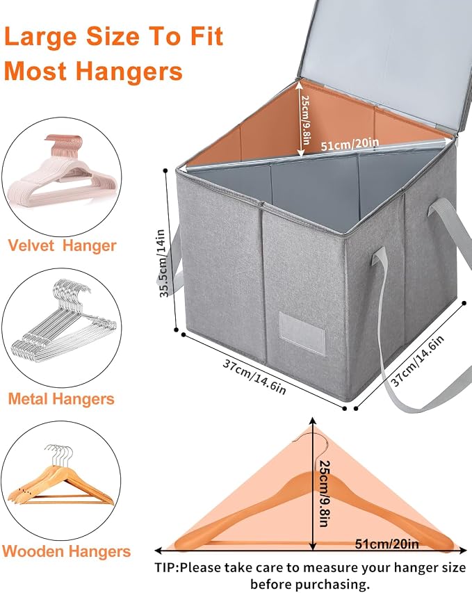 Qozary 2 Pack Clothes Hanger Organizer Bag-Rigid Hanger Storage Containers - Image 2