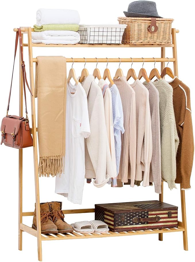 COPREE Bamboo Garment Coat Clothes Hanging Heavy Duty Rack by COPREE