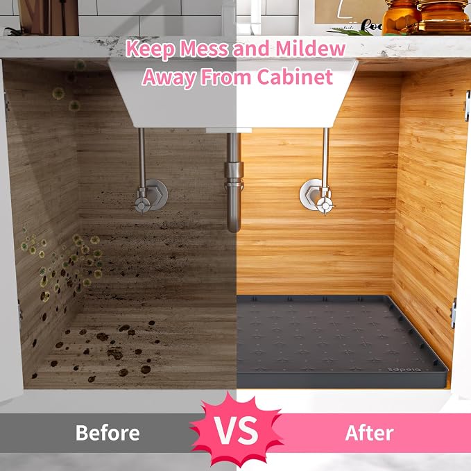 Sdpeia Under Sink Mat 31"×22" Waterproof Silicone Cabinet Liner & Sink Protector - Image 6