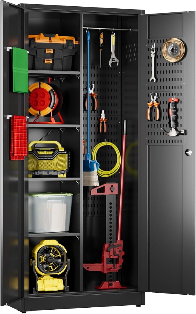 71.31" H Metal Broom Closet Storage Cabinets by winbingon