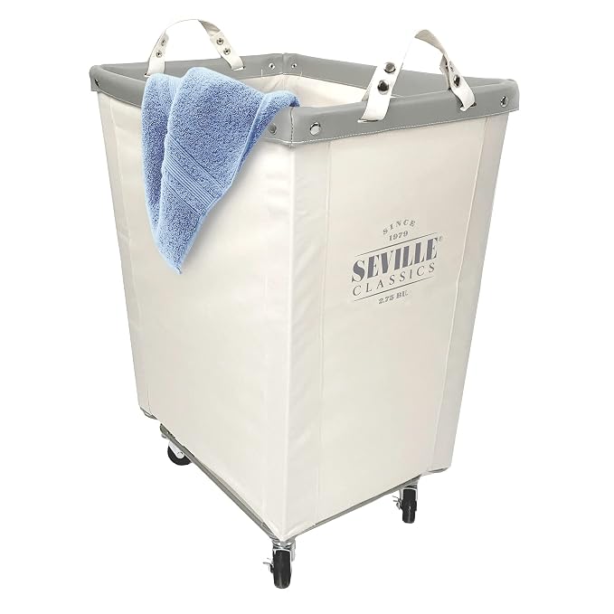 Seville Classics Large Commercial Heavy Duty Rolling Steel Frame Laundry Hamper - Image 4