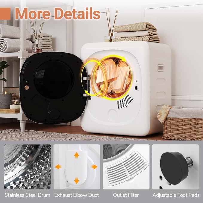 COSTWAY Portable Clothes Dryer, 1.5 cu.ft Compact Drying Machine - Image 8