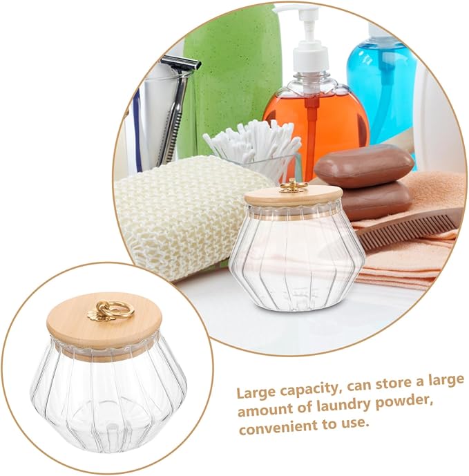 Glass Laundry Powder Container Lid Rustic Farmhouse Kitchen Storage Jar Laundry - Image 5