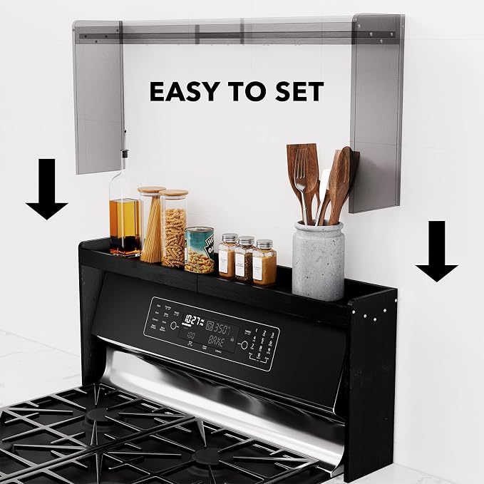 SpaceAid Bamboo Over the Stove Spice Holder Shelf, 31.5" Kitchen Organizer - Image 6