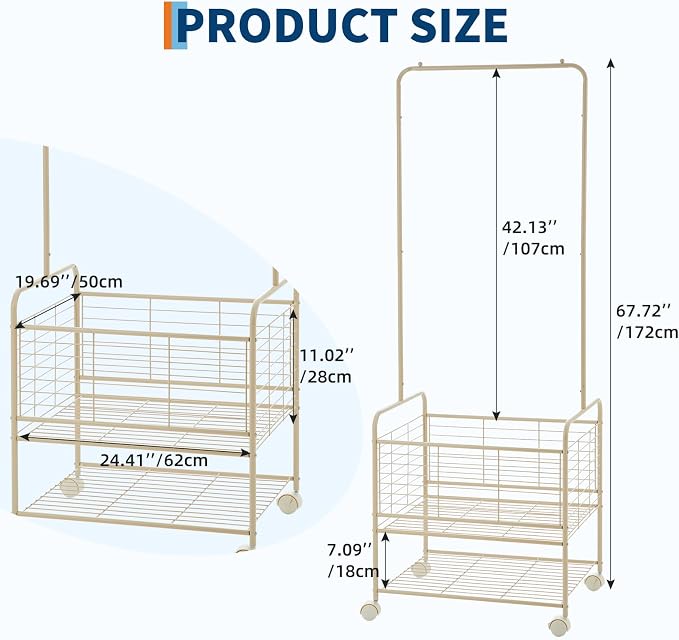 GarveeHome Metal Laundry Cart - Image 2