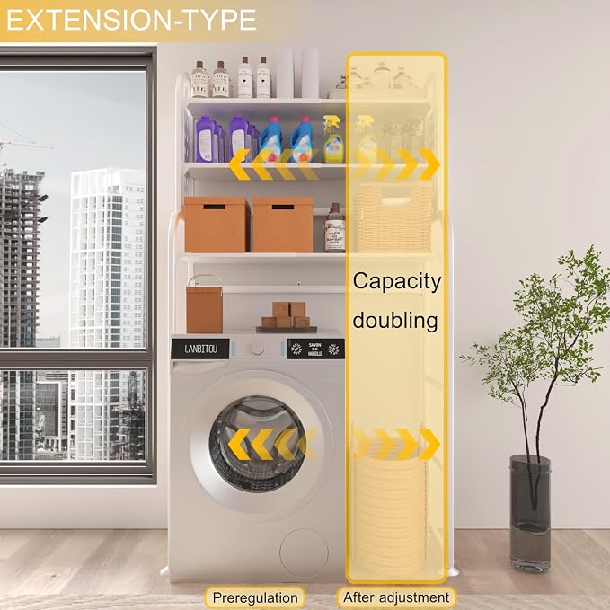 Over Washer Storage, 3 Tier Expandable Washer and Dryer rack, Laundry Room - Image 5
