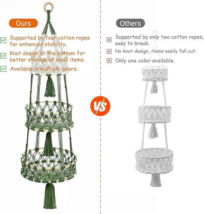 Halidali 3 Tier Hanging Fruit Baskets - Image 7